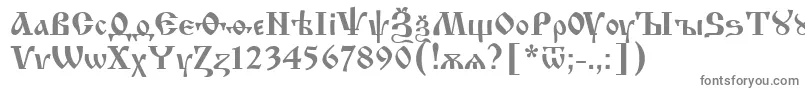 Izhit62-fontti – harmaat kirjasimet valkoisella taustalla