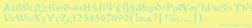 Fonte Izhit62 – fontes verdes em um fundo amarelo