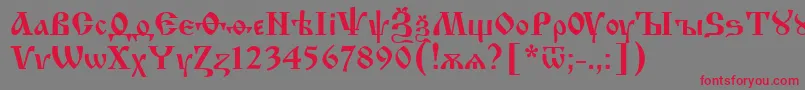 Izhit62-Schriftart – Rote Schriften auf grauem Hintergrund