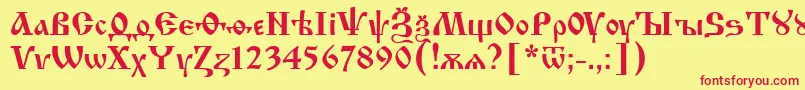Izhit62 Font – Red Fonts on Yellow Background