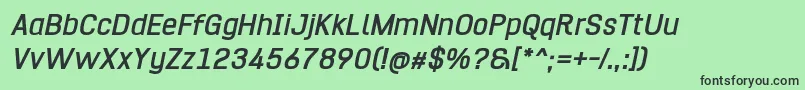 フォントHurufoNumeroBoldItalic – 緑の背景に黒い文字