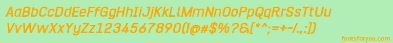 HurufoNumeroBoldItalic Font – Orange Fonts on Green Background