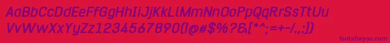 HurufoNumeroBoldItalic-Schriftart – Violette Schriften auf rotem Hintergrund