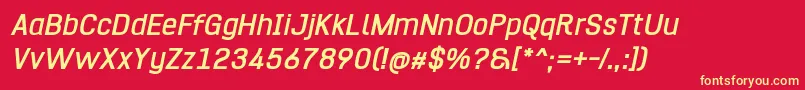 HurufoNumeroBoldItalic Font – Yellow Fonts on Red Background