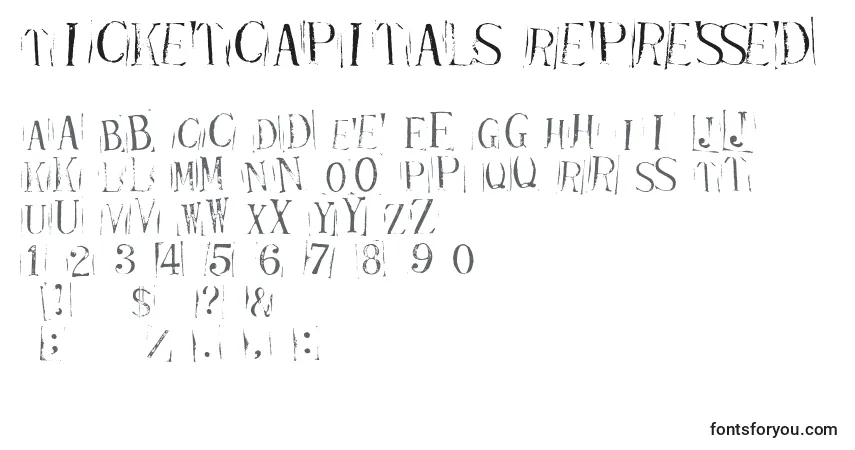 Шрифт Ticketcapitals Repressed – алфавит, цифры, специальные символы