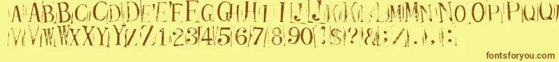 Czcionka Ticketcapitals Repressed – brązowe czcionki na żółtym tle