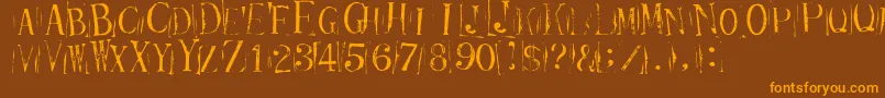 Ticketcapitals Repressed Font – Orange Fonts on Brown Background