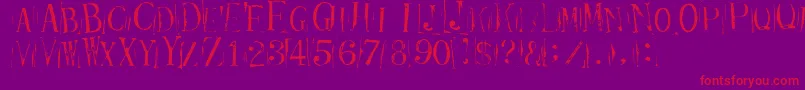 Ticketcapitals Repressed Font – Red Fonts on Purple Background