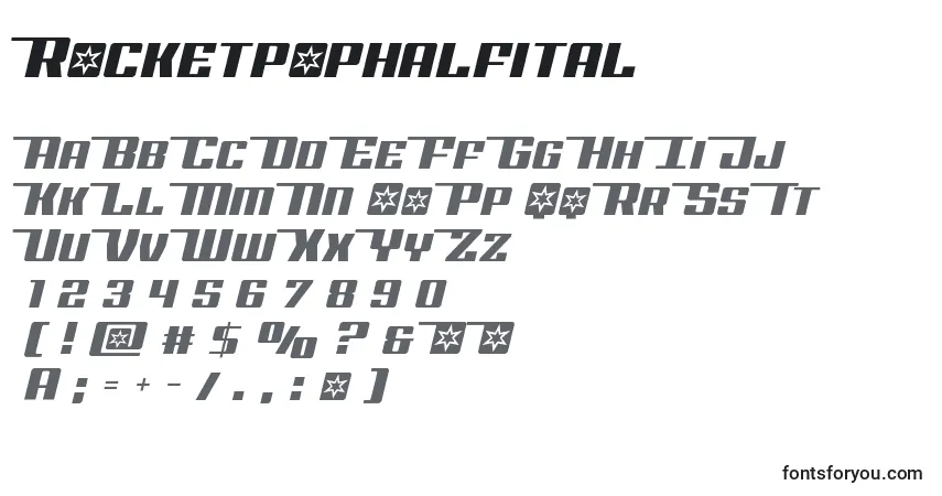 Шрифт Rocketpophalfital – алфавит, цифры, специальные символы