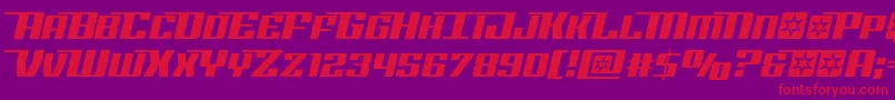 フォントRocketpophalfital – 紫の背景に赤い文字