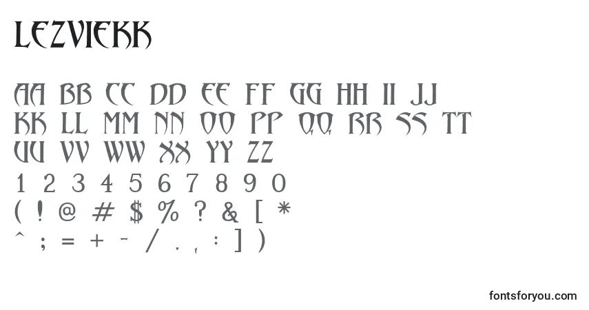 Шрифт LezvieKk – алфавит, цифры, специальные символы