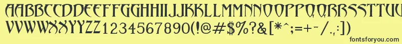 フォントLezvieKk – 黒い文字の黄色い背景