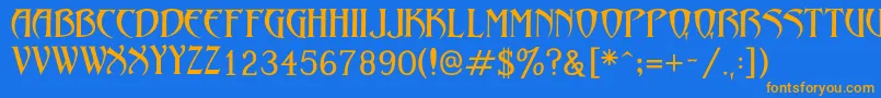 LezvieKk Font – Orange Fonts on Blue Background