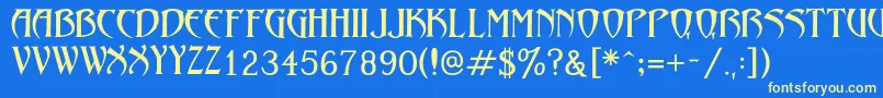 LezvieKk Font – Yellow Fonts on Blue Background
