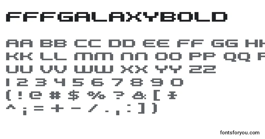 Schriftart FffGalaxyBold – Alphabet, Zahlen, spezielle Symbole