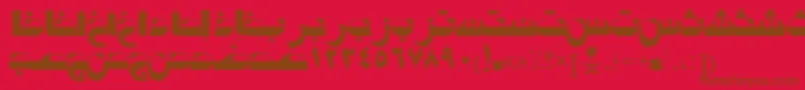 AymTabukSUNormal.-Schriftart – Braune Schriften auf rotem Hintergrund