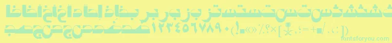 AymTabukSUNormal.-fontti – vihreät fontit keltaisella taustalla