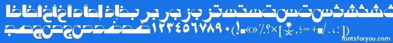 フォントAymTabukSUNormal. – 青い背景に白い文字