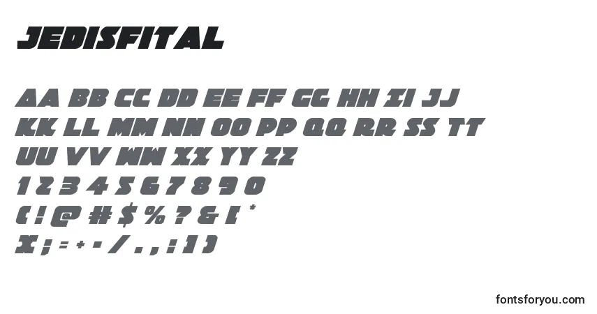 A fonte Jedisfital – alfabeto, números, caracteres especiais