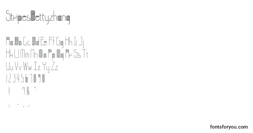 Schriftart StripesBettyzhang – Alphabet, Zahlen, spezielle Symbole