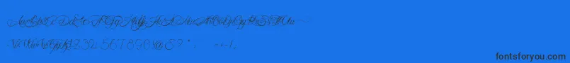 MademoiselleCamille-Schriftart – Schwarze Schriften auf blauem Hintergrund