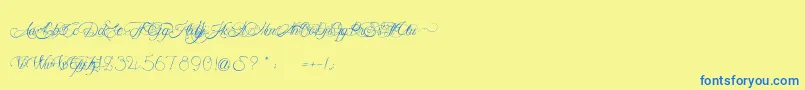 MademoiselleCamille Font – Blue Fonts on Yellow Background