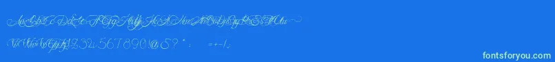 MademoiselleCamille Font – Green Fonts on Blue Background