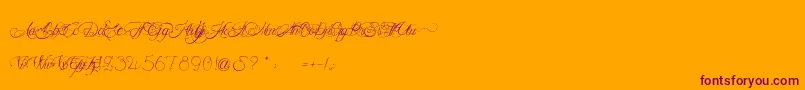 MademoiselleCamille-Schriftart – Violette Schriften auf orangefarbenem Hintergrund