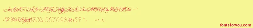 MademoiselleCamille-Schriftart – Rote Schriften auf gelbem Hintergrund