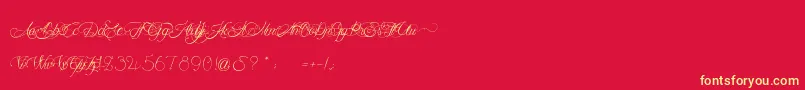 MademoiselleCamille Font – Yellow Fonts on Red Background