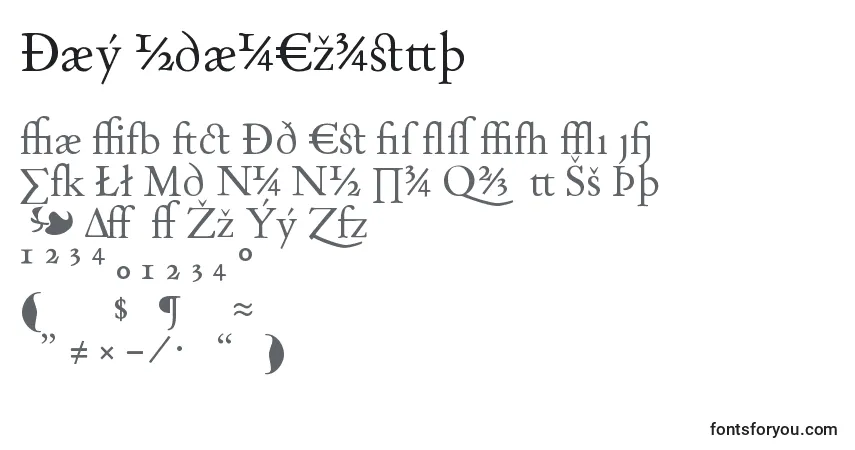 Czcionka DayRomanExpert – alfabet, cyfry, specjalne znaki