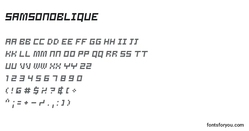 Шрифт SamsonOblique – алфавит, цифры, специальные символы