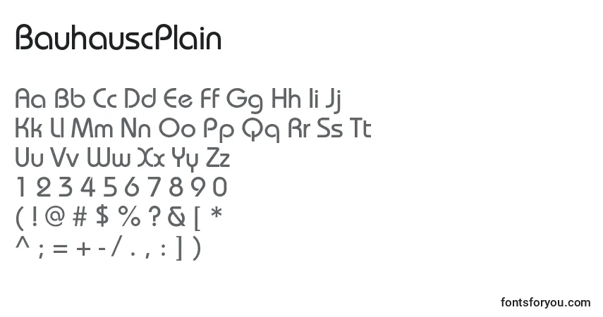 Czcionka BauhauscPlain – alfabet, cyfry, specjalne znaki