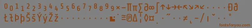 フォントShareTechmonoexp – 茶色の文字が灰色の背景にあります。