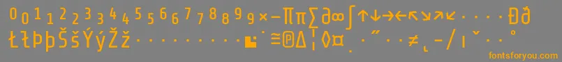 フォントShareTechmonoexp – オレンジの文字は灰色の背景にあります。