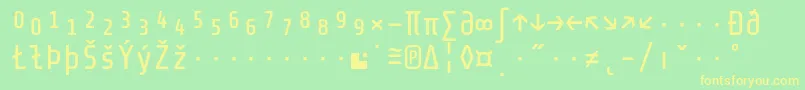 フォントShareTechmonoexp – 黄色の文字が緑の背景にあります