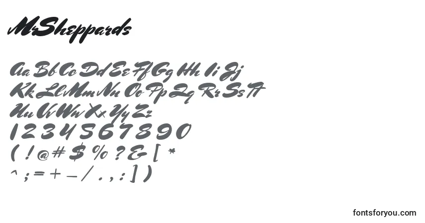 Czcionka MrSheppards – alfabet, cyfry, specjalne znaki