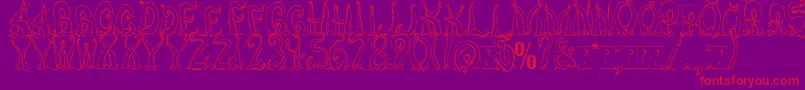 Tentacles-Schriftart – Rote Schriften auf violettem Hintergrund