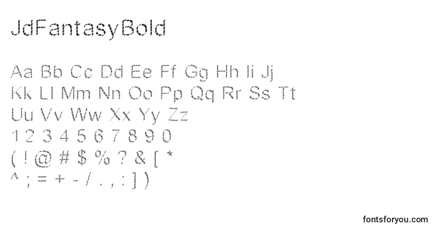 Schriftart JdFantasyBold – Alphabet, Zahlen, spezielle Symbole