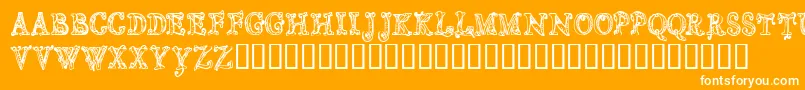 CfsortilegeRegular-Schriftart – Weiße Schriften auf orangefarbenem Hintergrund