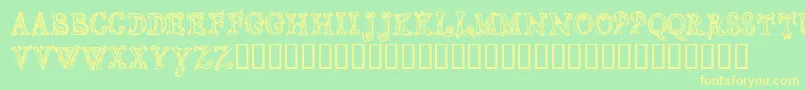 フォントCfsortilegeRegular – 黄色の文字が緑の背景にあります