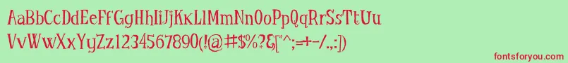 LittleTroubleGirlOt Font – Red Fonts on Green Background