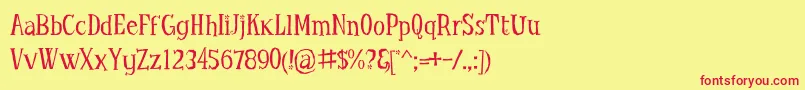 LittleTroubleGirlOt Font – Red Fonts on Yellow Background