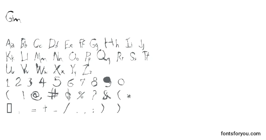 Schriftart Gim – Alphabet, Zahlen, spezielle Symbole