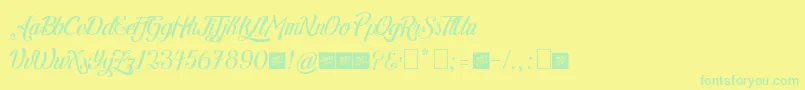 LetraHipsterPersonalUseByJuanCasco Font – Green Fonts on Yellow Background