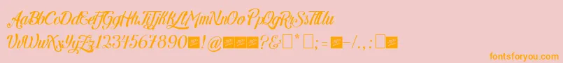 LetraHipsterPersonalUseByJuanCasco Font – Orange Fonts on Pink Background