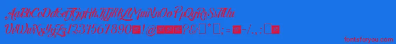 LetraHipsterPersonalUseByJuanCasco-Schriftart – Rote Schriften auf blauem Hintergrund