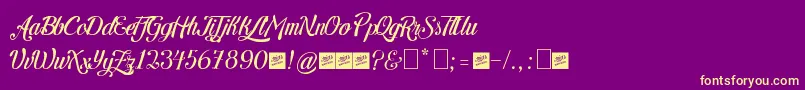 LetraHipsterPersonalUseByJuanCasco Font – Yellow Fonts on Purple Background