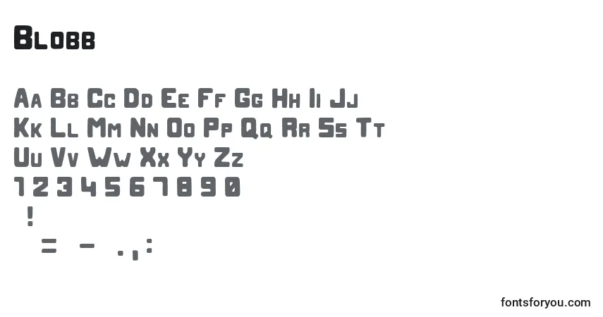 Czcionka Blobb – alfabet, cyfry, specjalne znaki