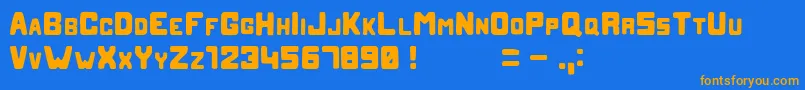 Blobb-Schriftart – Orangefarbene Schriften auf blauem Hintergrund